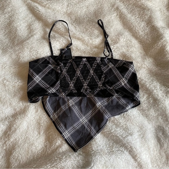 H&M black and white checkered bandana tanktop size xs - Picture 2 of 3
